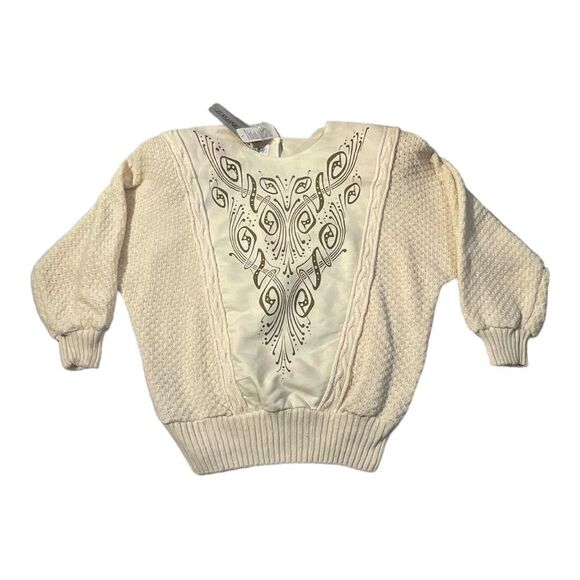 SideEffects Women’s Vintage Beige 80s Sweater Big Shoulder Pads Size 8 - Picture 10 of 16